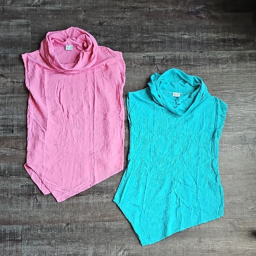 Oh My Gauze! Pink And Teel Bundle Of Tops